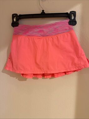 Ivivva Neon Coral Tennis Skort with Heathered Pink Waistband